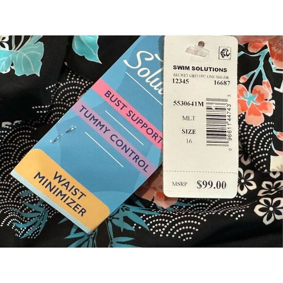 Swim Solutions NWT size 16 one piece swimsuit secret gardens - Picture 3 of 5